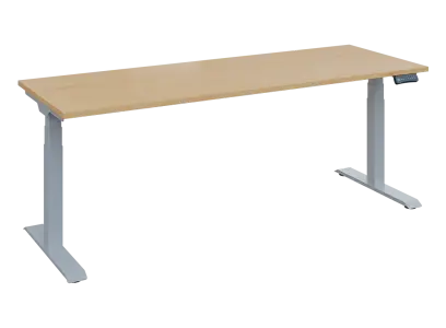 Fleximax 27-20 výškově nastavitelný stůl, kovová podnož stříbrná, deska 25 mm, široký 2000 mm, javor horský